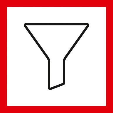 Filter icon A drawn filter surrounded by a red square