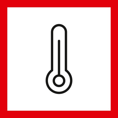Thermometer icon A drawn thermometer surrounded by a red square